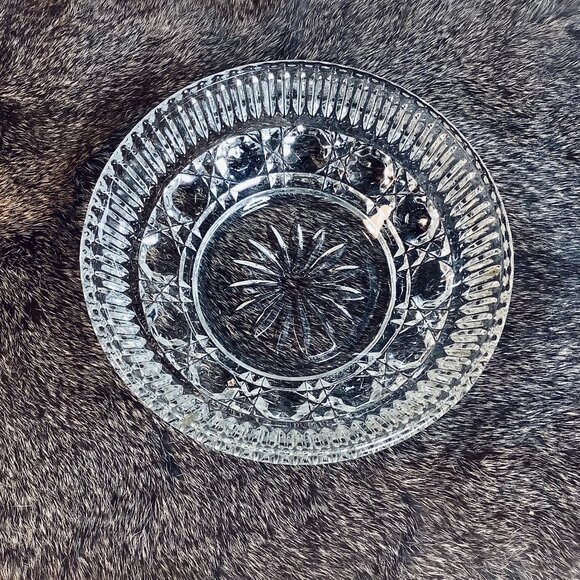 Vintage Federal Glass Windsor Button and Cane Bowl (5.5") + Plate (6.5") Set - Picture 3 of 6